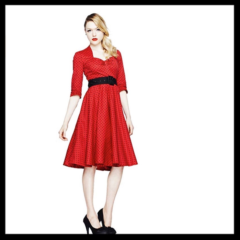Hell Bunny Vixen Momo Rockabilly Polka Dot Dress - Picture 1 of 6